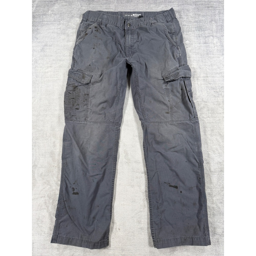 Carhartt Pants Mens 36x32 Gray Cargo Relaxed Fit Ripstop BN4200 Workwear Rugged